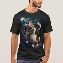 Camiseta Perro con gato, toman fotos.