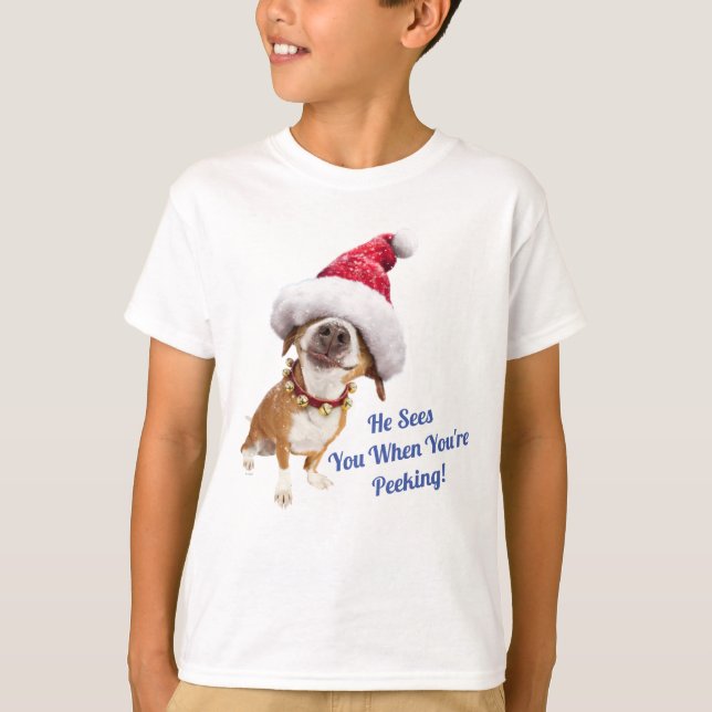 Camiseta Perro con gran sombrero Santa (Anverso)