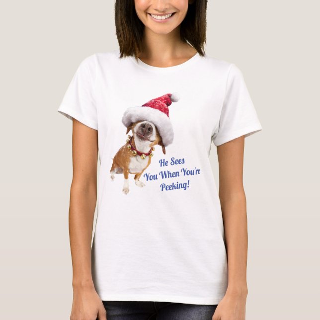 Camiseta Perro con gran sombrero Santa (Anverso)