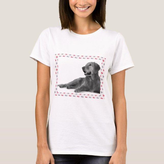 Camiseta Perro con hermosos corazones (Anverso)
