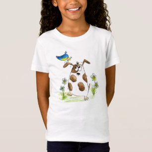 Camiseta Perro con pájaro de aspecto caprichoso