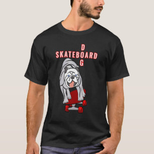 Camiseta Perro con patineta Pug Bulldog deporte genial