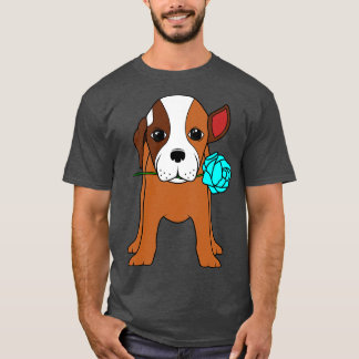 Camiseta Perro con Rosa de oído y azul