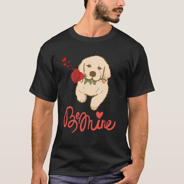 Camiseta Perro con rosa. Sé mío (Anverso)