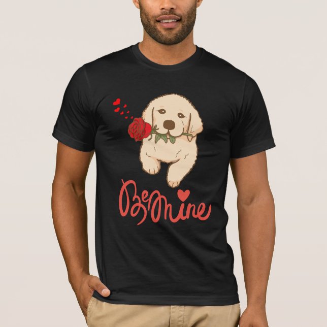 Camiseta Perro con rosa. Sé mío (Anverso)