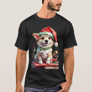 Camiseta Perro con sombrero de Navidad con libros - Un rega