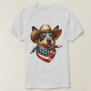 Camiseta Perro con sombrero y bandana de la bandera estadou