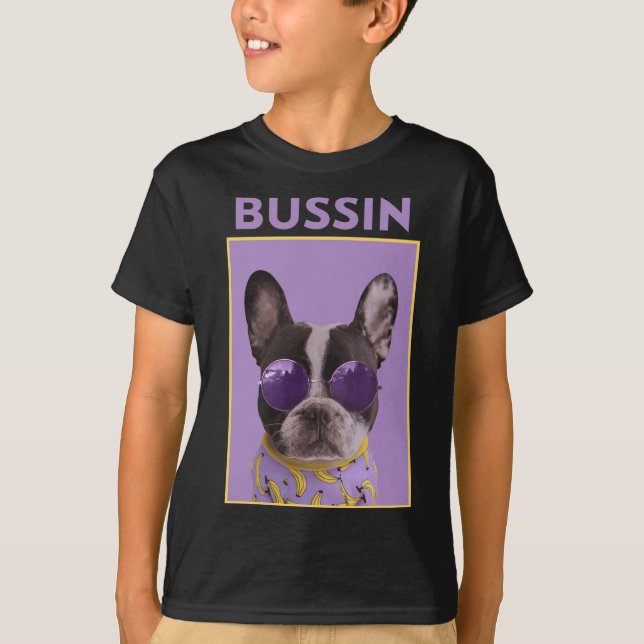 Camiseta Perro con Sungles Bulldog Bussin (Anverso)