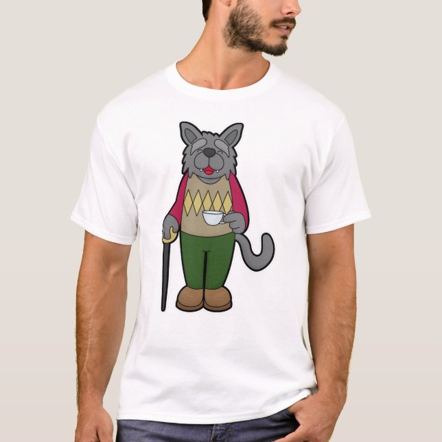 Camiseta Perro con taza de café (Anverso)