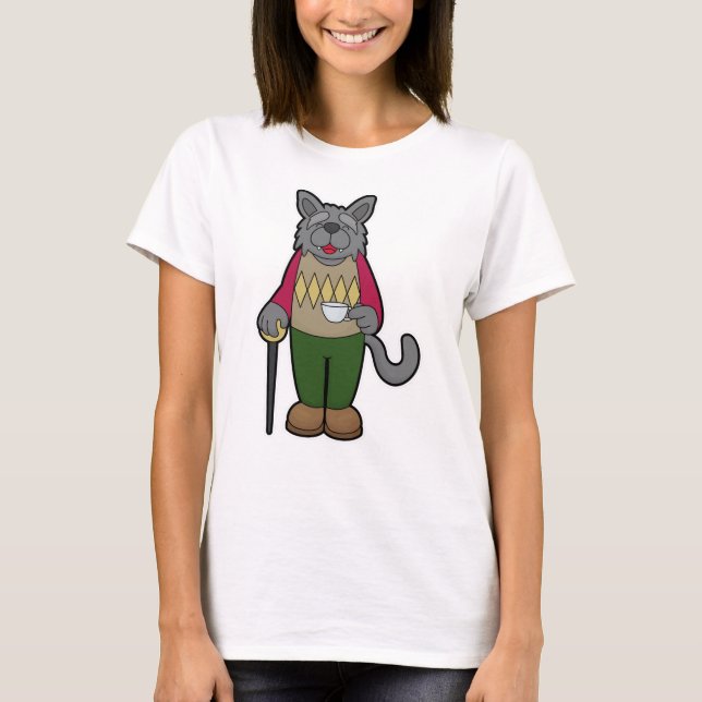 Camiseta Perro con taza de café (Anverso)