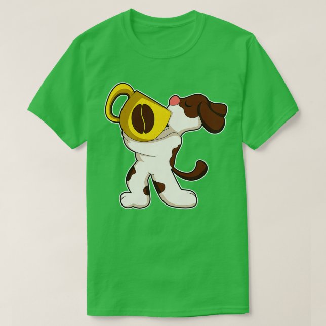 Camiseta Perro con taza de café 2 (Diseño del anverso)