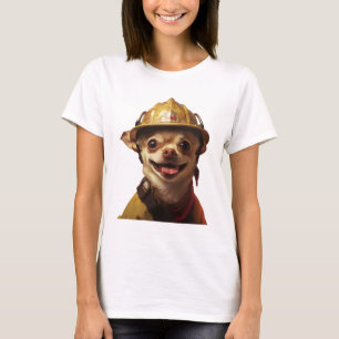 Camiseta Perro con un diseño de casco rojo de bombero