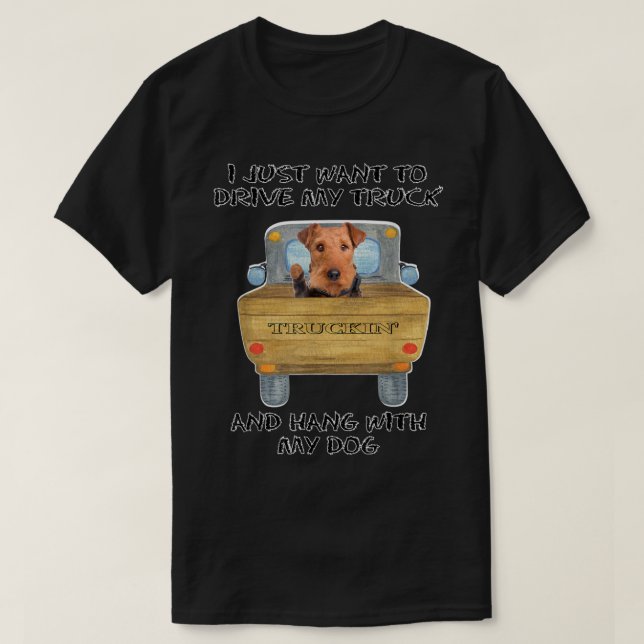 Camiseta Perro conductor de camión Airedale Terrier (Diseño del anverso)