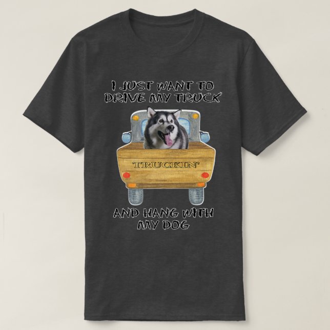 Camiseta Perro conductor de camión Alaskan Malamute (Diseño del anverso)