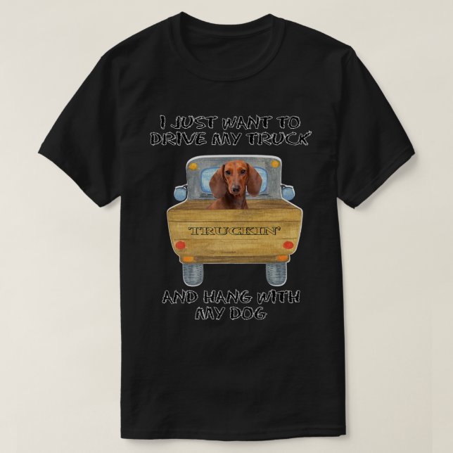 Camiseta Perro conductor de camión Dachshund  (Diseño del anverso)