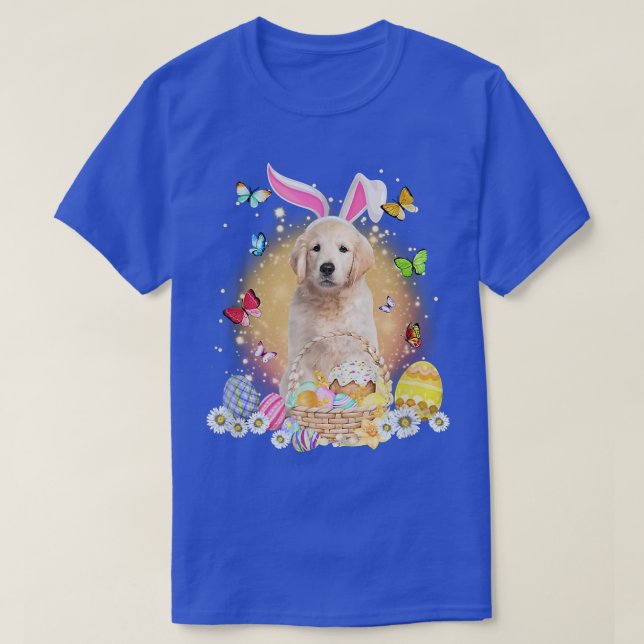 Camiseta Perro conejito Golden Retriever con cesta de huevo (Diseño del anverso)