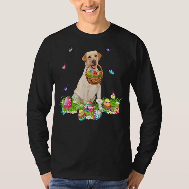 Camiseta Perro conejo amarillo de Labrador con canasta de h (Anverso)