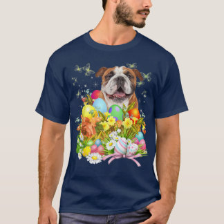 Camiseta Perro conejo Bulldog inglés con cesta de huevos de