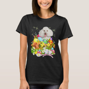 Camiseta Perro conejo de caniche blanco con cesta de huevos