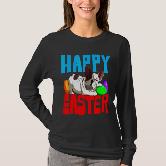 Camiseta Perro conejo de huevos de Bulldog francés (Anverso)