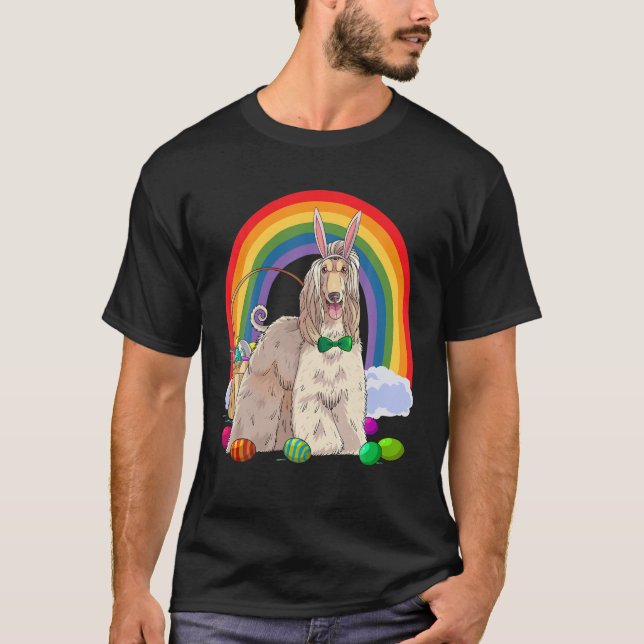 Camiseta Perro conejo de huevos de pascua afgano (Anverso)