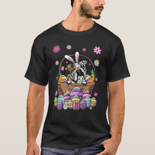 Camiseta Perro conejo inglés Bulldog feliz día de Pascua 