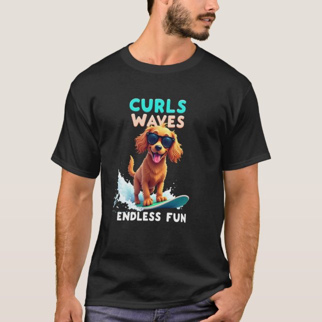 Camiseta Perro Cool Cocker Spaniel Surfista (Anverso)