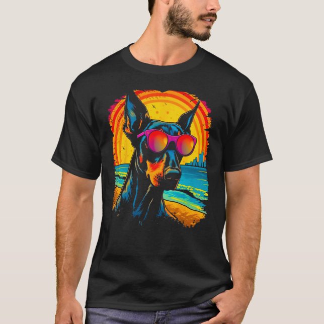 Camiseta Perro Cool Doberman Pinscher Gafas de sol (Anverso)