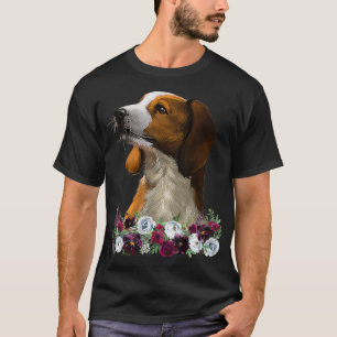 Camiseta Perro Coonhound de garrapata roja Floral inglés am