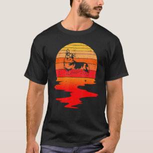 Camiseta Perro Corgi 70s Vintage Retro Atardecer Animal