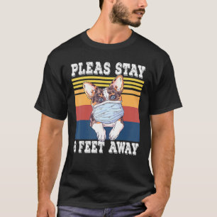 Camiseta Perro Corgi Antiguo Por Favor Manténgase a 6 Pies 