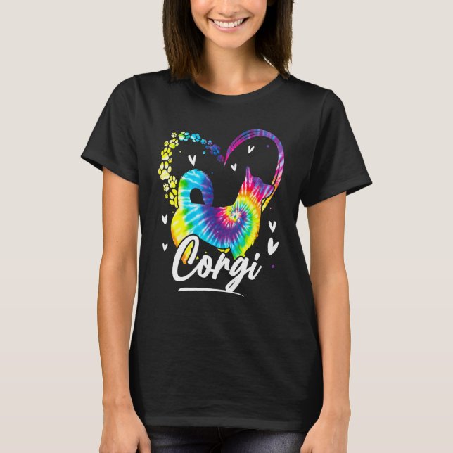 Camiseta Perro Corgi Arcoíris Tie Dye (Anverso)
