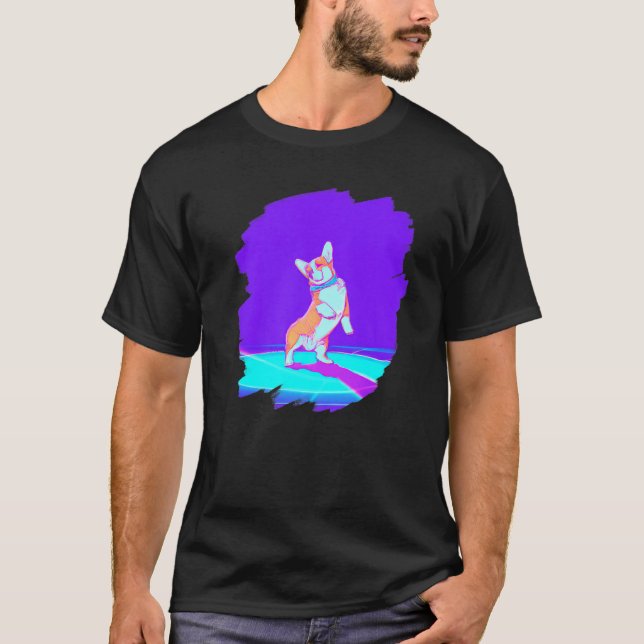 Camiseta Perro Corgi Bailando Retro Breakdancing Baile Bail (Anverso)