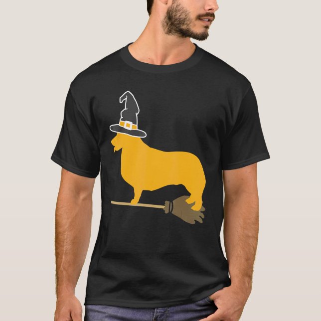 Camiseta Perro Corgi Bruja de Halloween (Anverso)