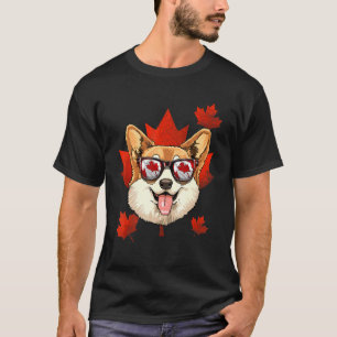 Camiseta Perro Corgi Canadiense Hoja de Arce Patriótico Ban
