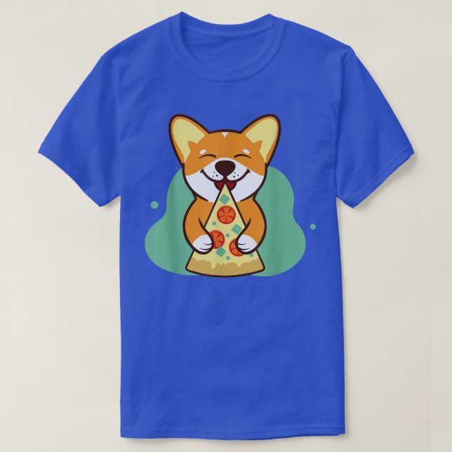 Camiseta perro corgi comer pizza amante de mascotas (Diseño del anverso)