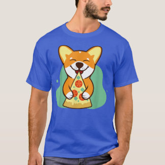Camiseta perro corgi comer pizza amante de mascotas