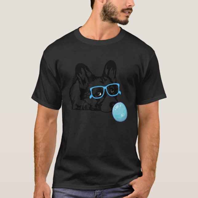 Camiseta Perro Corgi con gafas de chicle Corgi (Anverso)