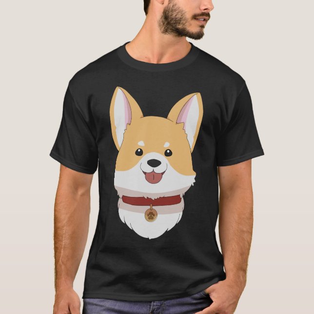 Camiseta Perro Corgi Cute Con Collar Rojo 378 (Anverso)