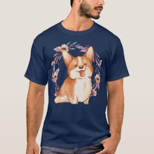 Camiseta Perro Corgi de Flor-950