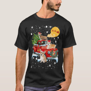 Camiseta Perro Corgi de Navidad con Camión Rojo Antiguo Nav