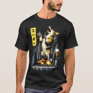 Camiseta Perro Corgi Divertido Kaiju Monstruo Japonés
