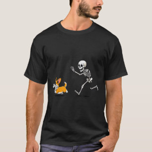 Camiseta Perro Corgi Divertido Roba Hueso de Esqueleto Hall