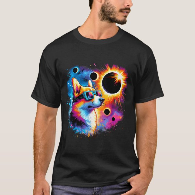Camiseta Perro Corgi Eclipse Solar Total De Niños (Anverso)