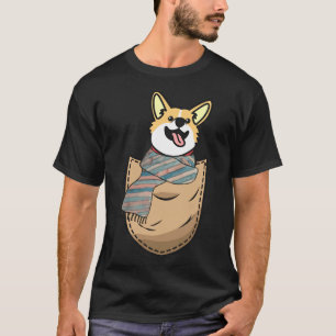 Camiseta Perro Corgi En El Bolsillo Con Negro De Escarcha D