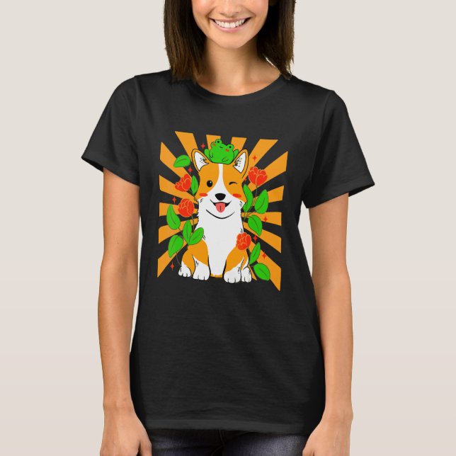 Camiseta Perro Corgi Flor (Anverso)