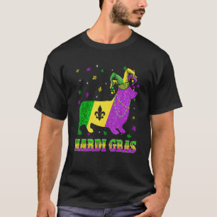 Camiseta Perro Corgi Mardi Gras Carnival Jester Beads