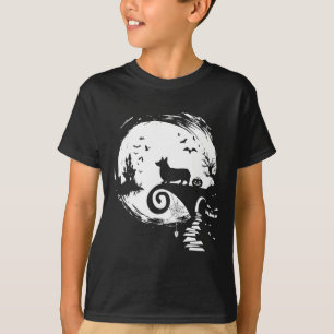 Camiseta Perro Corgi Y Moon Halloween Disfraz Perro Lover D