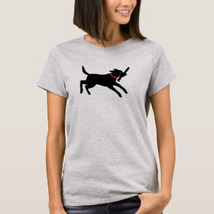 Camiseta Perro corriente negro juguetón del labrador