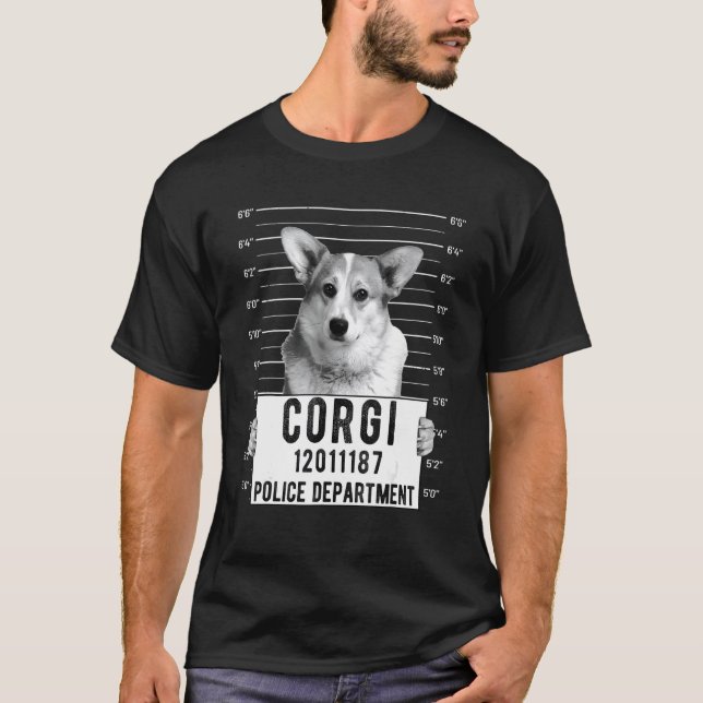 Camiseta Perro Criminal Foto Mug de Corgi (Anverso)